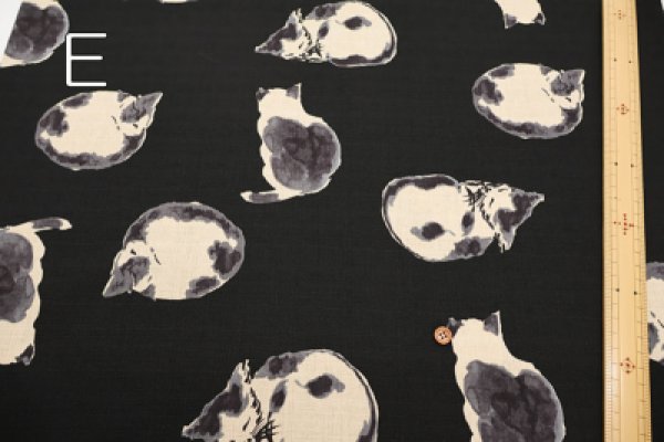 Photo7: 【1米 價格】🟡日本製｜💢 非 現貨｜🇯🇵 日本製｜100% 棉 ~ 薄 多臂識物｜和柄 貓 (7)