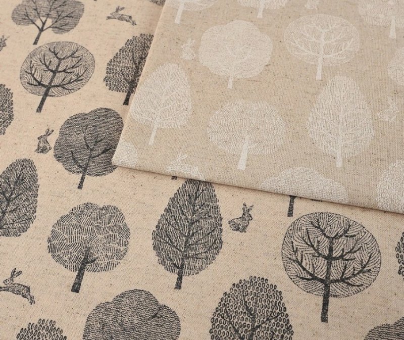 Photo1: 【1米 價格】🔴日本製｜💢 非 現貨｜🇯🇵 日本製｜80% 棉 20% 麻 ｜森林和兔子｜2025年 2月 (1)