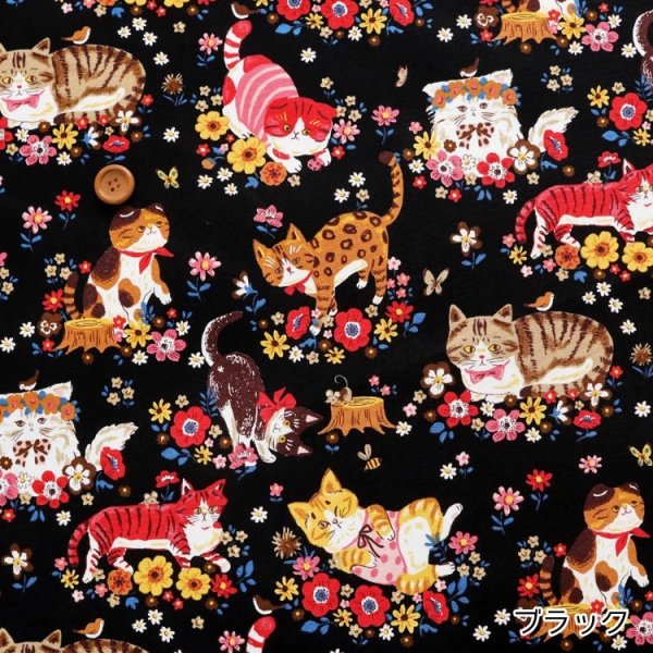 Photo2: 【1米 價格】日本製｜💢 非 現貨｜🇯🇵 日本製｜100% 棉 ~ 牛津布｜動物 花與貓 (2)
