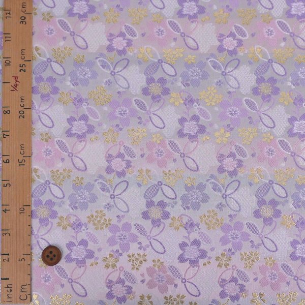 Photo4: 【1米 價格】🔺日本製｜💢 非 現貨｜西陣織 金襴｜和風 和柄 日式 京都風格 ｜櫻花與七寶 (4)