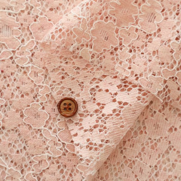 Photo1: 【1米 價格】🟡日本製｜💢 非 現貨｜60% cotton, 40% polyester｜通花 Lace 花柄 (1)