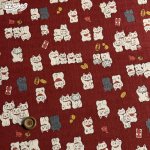 Photo1: 【1米 價格】🟣日本製｜💢 非 現貨｜🇯🇵 日本製｜100% 棉 竹節多臂布｜和柄 招財貓 動物  (1)