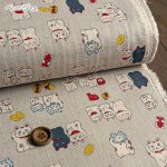 Photo3: 【1米 價格】🟣日本製｜💢 非 現貨｜🇯🇵 日本製｜100% 棉 竹節多臂布｜和柄 招財貓 動物  (3)