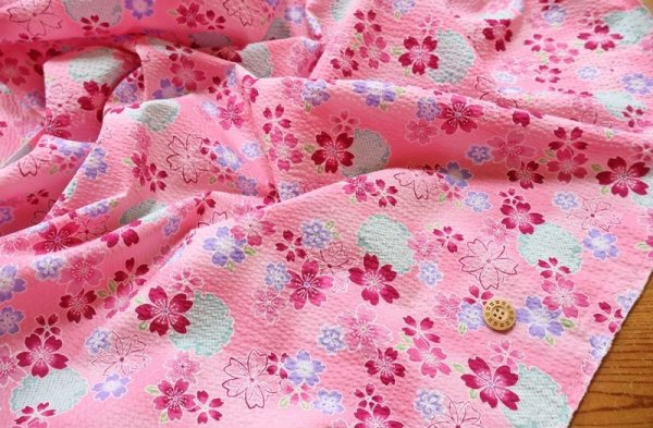 Photo6: 【1米 價格】🟫日本製｜💢 非 現貨｜🇯🇵 日本製｜100% 棉 波紋布｜和柄 和風 日式 櫻花｜2025年 3月 (6)