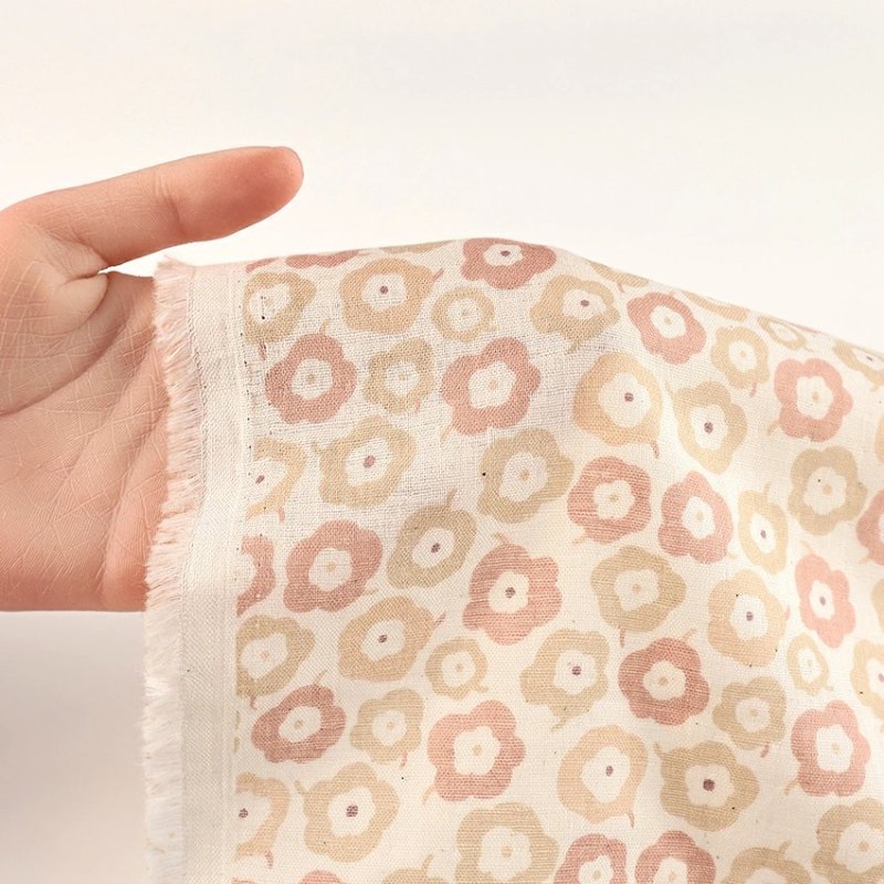 Photo4: 【1米 價格】🔴日本製｜💢 非 現貨｜🇯🇵 日本製｜100% 棉 雙層紗布｜北歐風 圓形花朵｜2025年 3月 (4)