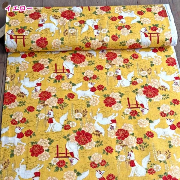 Photo1: 【1米 價格】🟣日本製｜💢 非 現貨｜🇯🇵 日本製｜100% 棉 多臂 竹節紋｜犬 稻荷大神｜2025年 3月 (1)