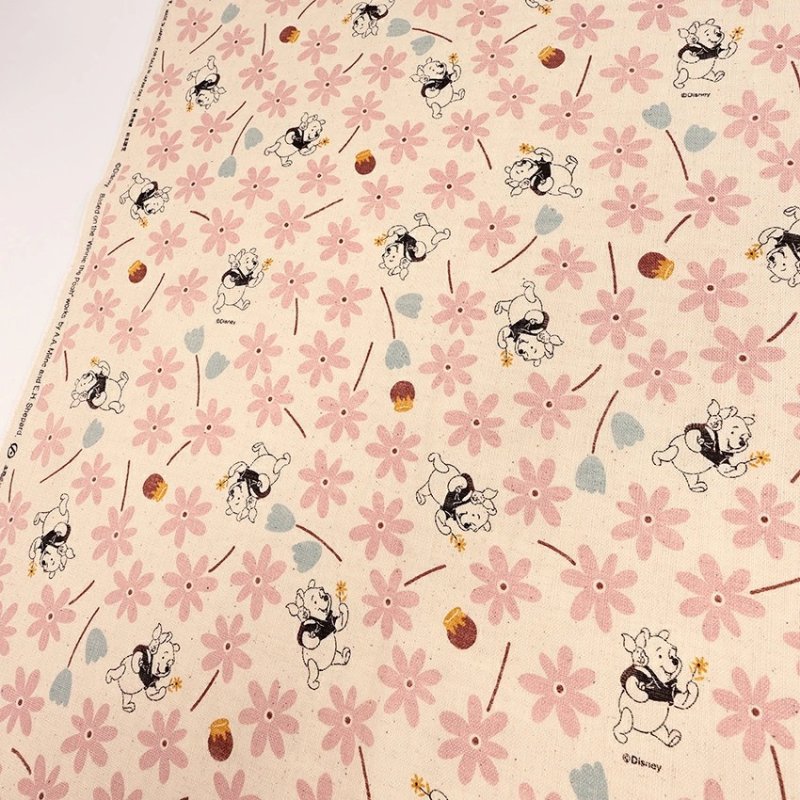 Photo6: 【1米 價格】🔴日本製｜💢 非 現貨｜🇯🇵 日本製｜100% 棉 ~ 仿亞麻竹節紗｜迪士尼 小熊維尼｜2025年 4月 (6)