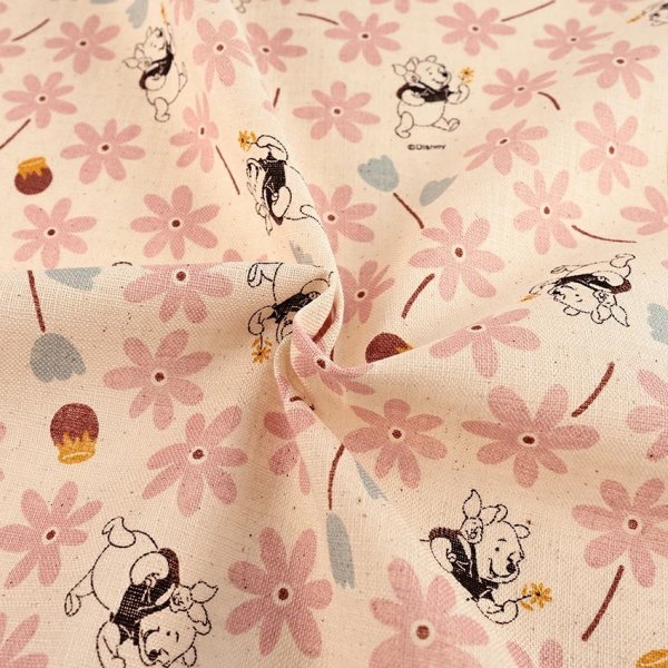 Photo5: 【1米 價格】🔴日本製｜💢 非 現貨｜🇯🇵 日本製｜100% 棉 ~ 仿亞麻竹節紗｜迪士尼 小熊維尼｜2025年 4月 (5)