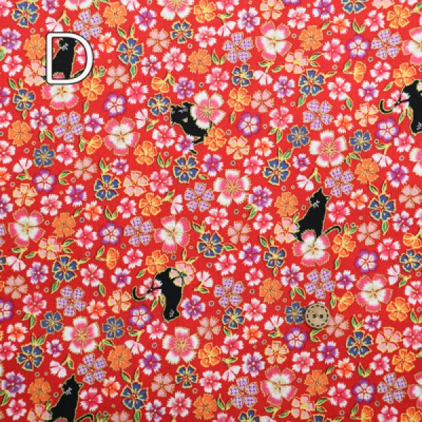 Photo4: 【1米 價格】🟡日本製｜💢 非 現貨｜100% 棉 ~ 薄｜金華物語 和風 和柄 花柄 黑貓 動物｜2025年 4月 (4)