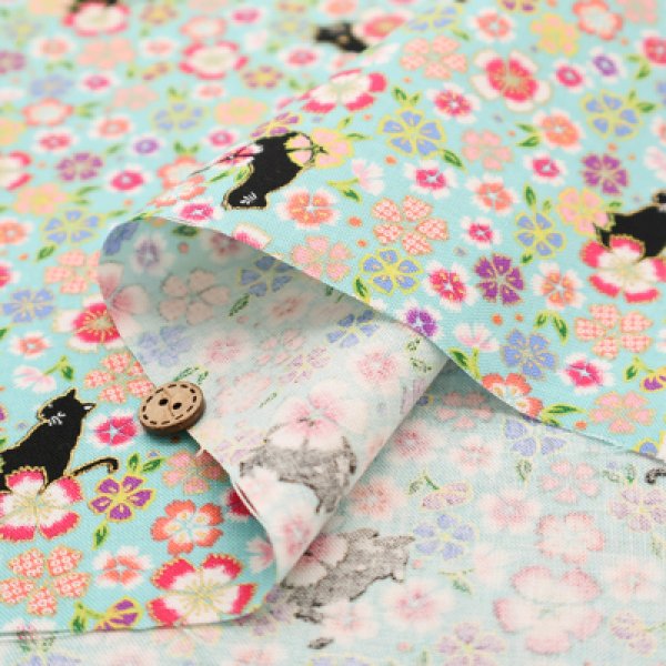 Photo6: 【1米 價格】🟡日本製｜💢 非 現貨｜100% 棉 ~ 薄｜金華物語 和風 和柄 花柄 黑貓 動物｜2025年 4月 (6)