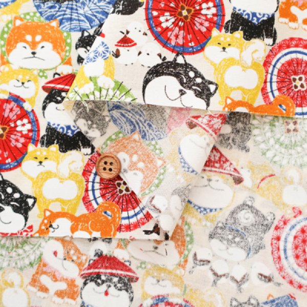 Photo7: 【1米 價格】🟡日本製｜💢 非 現貨｜100% 棉 ~ 薄｜和風 和柄 傘 犬｜2025年 5月 (7)