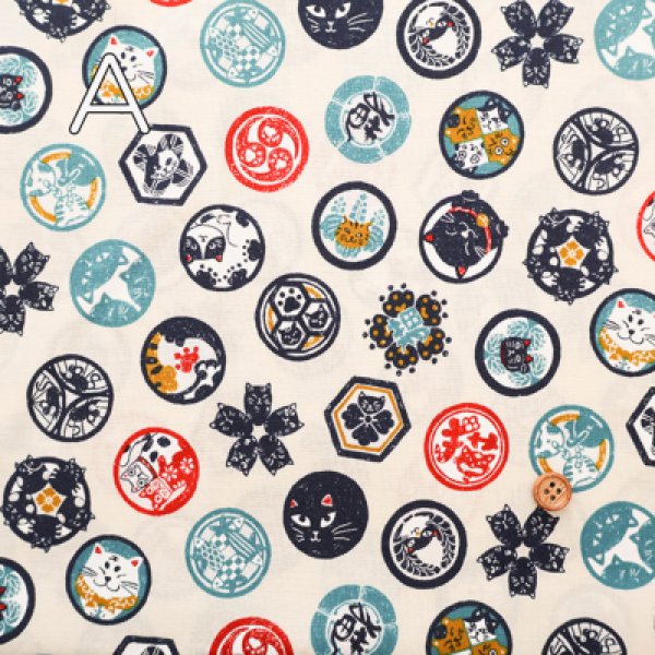 Photo2: 【1米 價格】🟡日本製｜💢 非 現貨｜100% 棉 ~ 薄｜和風 和柄 貓 ｜2025年 5月 (2)