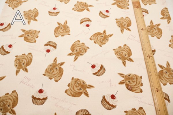 Photo2: 【1米 價格】🟡日本製｜💢 非 現貨｜100% 棉 ~ 牛津布｜兔子蛋糕 ｜2025年 5月 (2)