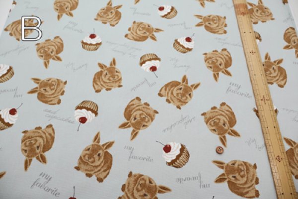 Photo3: 【1米 價格】🟡日本製｜💢 非 現貨｜100% 棉 ~ 牛津布｜兔子蛋糕 ｜2025年 5月 (3)