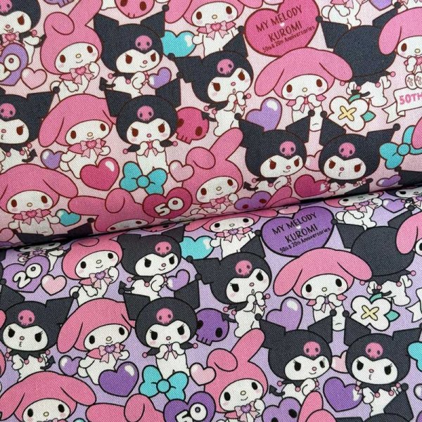 Photo1: 【1米 價格】🔵日本製｜💢 非 現貨｜🇯🇵 日本製｜100% 棉 ~ 牛津布｜Sanrio My Melody 50週年＆ Kuromi 20週年｜2025年 5月 (1)