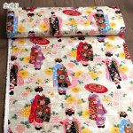 Photo3: 【1米 價格】🟣日本製｜💢 非 現貨｜100% 棉 ~ 竹節緞面布料｜和風 和柄 舞妓圖案｜2025年 5月 (3)