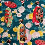 Photo1: 【1米 價格】🟣日本製｜💢 非 現貨｜100% 棉 ~ 竹節緞面布料｜和風 和柄 舞妓圖案｜2025年 5月 (1)