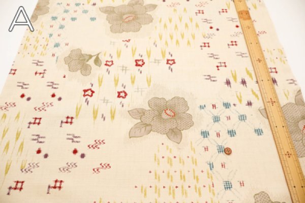 Photo2: 【1米 價格】🟡日本製｜💢 非 現貨｜100% 棉 ~ 薄 南十字面料｜拔染印花  和風 和柄 山茶花 椿｜2025年 5月 (2)