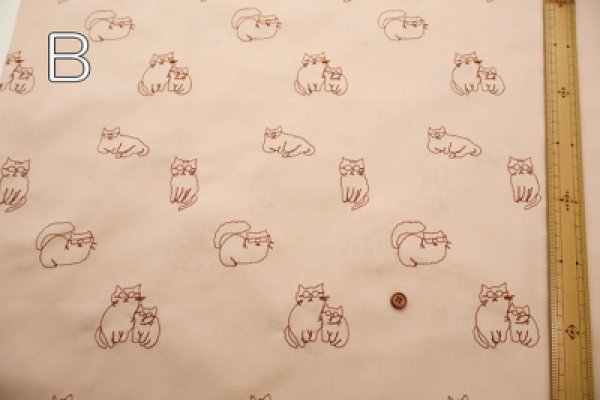 Photo3: 【1米 價格】🟡日本製｜💢 非 現貨｜100% 棉｜剌繡 戴眼鏡的貓｜2025年 5月 (3)