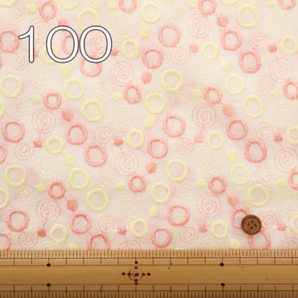 Photo3: 【1米 價格】🟡日本製｜💢 非 現貨｜布料 : 100% 棉 ; 剌繡線 : 100% polyester｜剌繡 簡約圓圈｜2025年 5月 (3)
