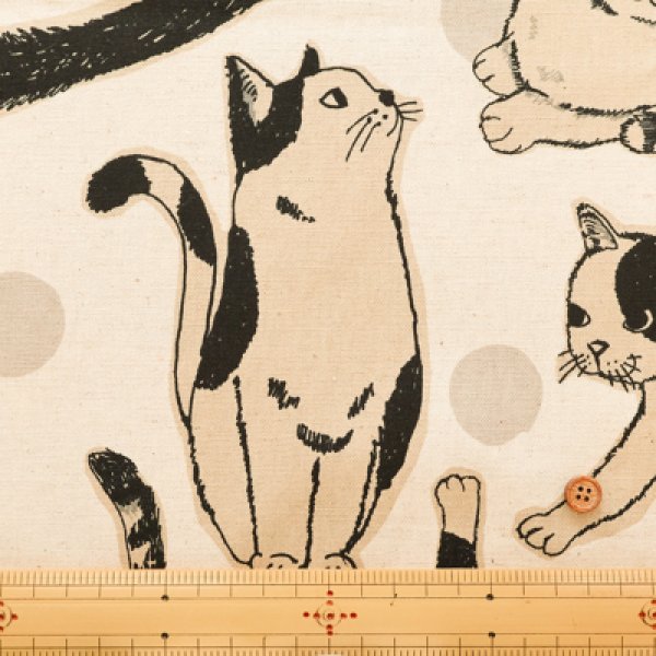 Photo6: 【1米 價格】日本製｜💢 非 現貨｜85% 棉、15% 麻｜動物 貓 圓點｜2025年 5月 (6)