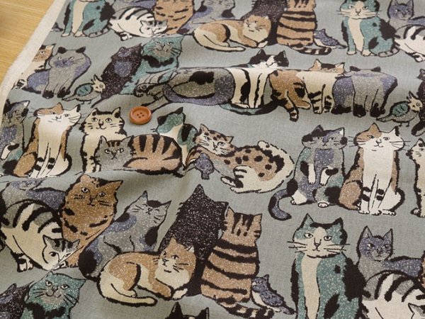 Photo5: 【1米 價格】🟤日本製｜💢 非 現貨｜85% 棉、15% 麻｜動物 貓｜2025年 6月 (5)
