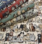 Photo1: 【1米 價格】 🟣日本製｜💢 非 現貨｜85% 棉、15% 麻｜動物 貓｜2025年 6月 (1)