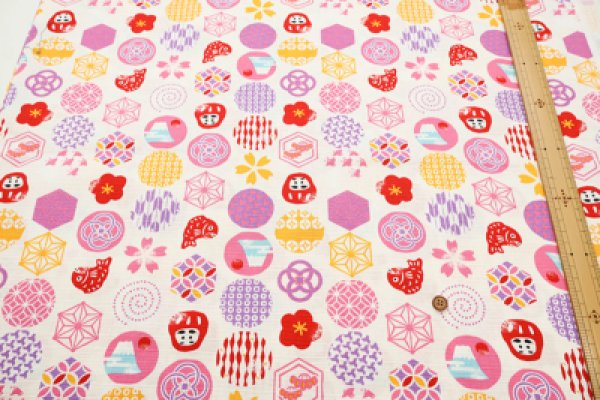 Photo6: 【1米 價格】🟡日本製｜💢 非 現貨｜布料 : 100% 棉｜和柄 吉祥紋章 達摩｜2025年 7月 (6)