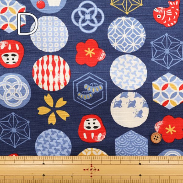 Photo5: 【1米 價格】🟡日本製｜💢 非 現貨｜布料 : 100% 棉｜和柄 吉祥紋章 達摩｜2025年 7月 (5)