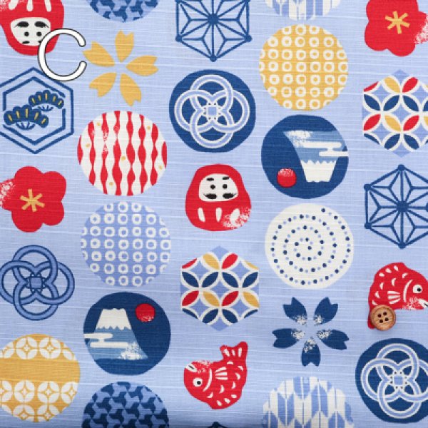 Photo4: 【1米 價格】🟡日本製｜💢 非 現貨｜布料 : 100% 棉｜和柄 吉祥紋章 達摩｜2025年 7月 (4)