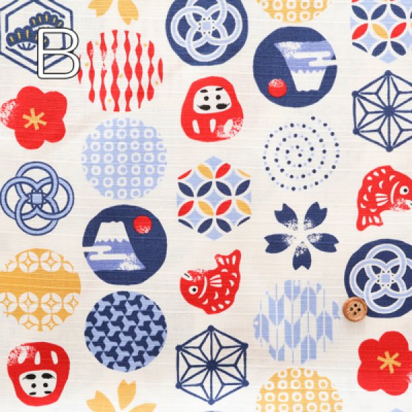 Photo3: 【1米 價格】🟡日本製｜💢 非 現貨｜布料 : 100% 棉｜和柄 吉祥紋章 達摩｜2025年 7月 (3)