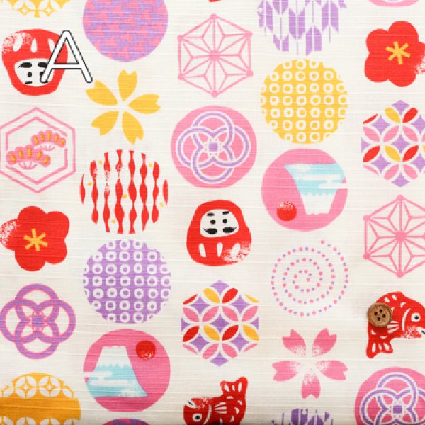 Photo2: 【1米 價格】🟡日本製｜💢 非 現貨｜布料 : 100% 棉｜和柄 吉祥紋章 達摩｜2025年 7月 (2)