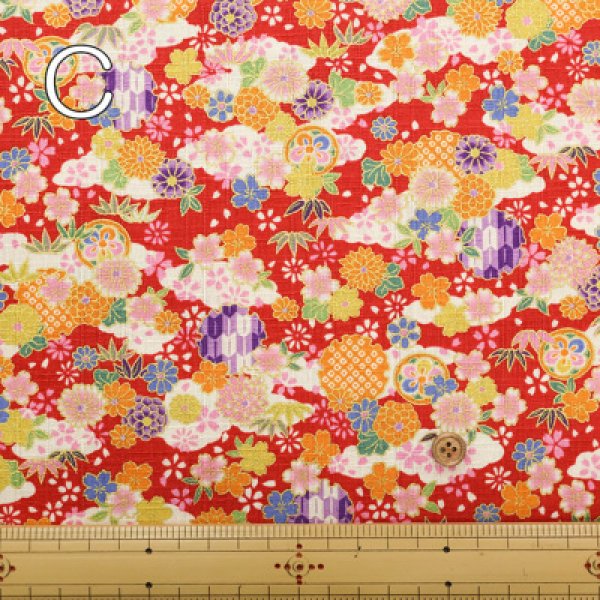 Photo4: 【1米 價格】🟡日本製｜💢 非 現貨｜布料 : 100% 棉 多臂 竹節紋｜和柄 花朵｜2025年 7月 (4)