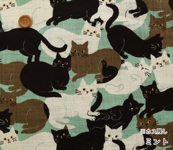 Photo2: 【1米 價格】🟤日本製｜💢 非 現貨｜布料 : 100% 棉 仿亞麻 竹節布 ｜貓 動物｜2025年 7月 (2)