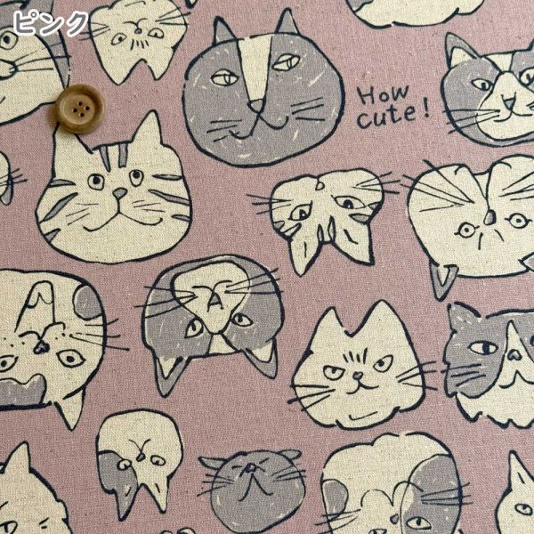 Photo3: 【1米 價格】🟣日本製｜💢 非 現貨｜布料 : 85% 棉 15%麻｜貓 動物 手繪風｜2025年 7月 (3)