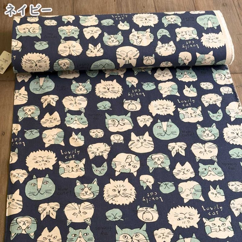 Photo7: 【1米 價格】🟣日本製｜💢 非 現貨｜布料 : 85% 棉 15%麻｜貓 動物 手繪風｜2025年 7月 (7)
