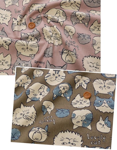 Photo4: 【1米 價格】🟣日本製｜💢 非 現貨｜布料 : 85% 棉 15%麻｜貓 動物 手繪風｜2025年 7月 (4)