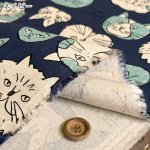 Photo6: 【1米 價格】🟣日本製｜💢 非 現貨｜布料 : 85% 棉 15%麻｜貓 動物 手繪風｜2025年 7月 (6)