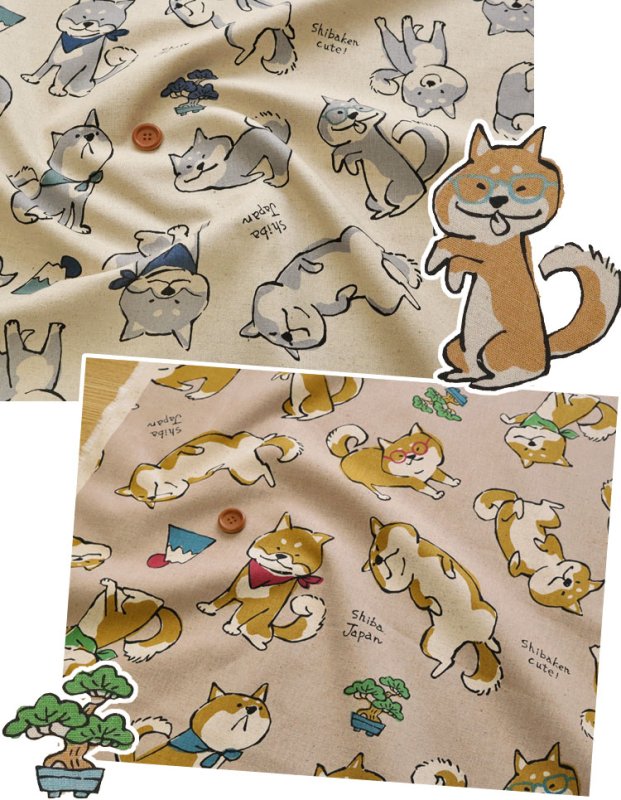 Photo7: 【1米 價格】🟣日本製｜💢 非 現貨｜布料 : 85% 棉 15%麻｜狗 動物 柴犬｜2025年 7月 (7)