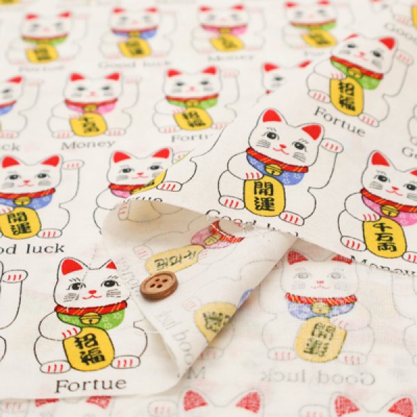 Photo3: 【1米 價格】🟡日本製｜💢 非 現貨｜🇯🇵 日本製｜100% 棉 ~ 薄｜招財貓 maneki neko｜2025年 7月 (3)