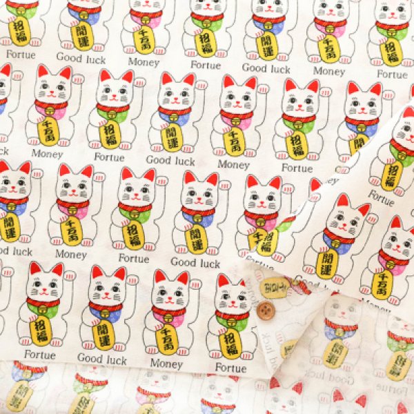 Photo2: 【1米 價格】🟡日本製｜💢 非 現貨｜🇯🇵 日本製｜100% 棉 ~ 薄｜招財貓 maneki neko｜2025年 7月 (2)