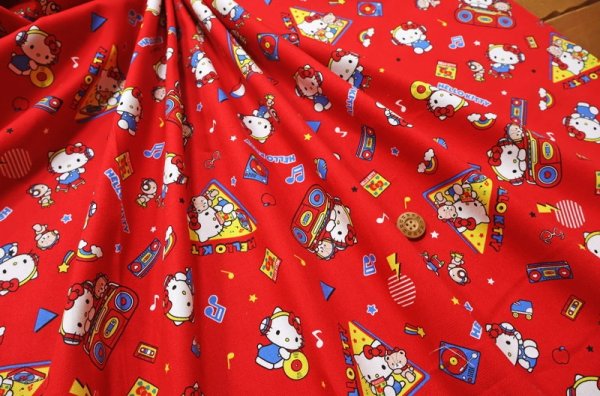Photo2: 【1米 價格】🔴日本製｜💢 非 現貨｜🇯🇵 日本製｜100% 棉 ~ 牛津布｜Sanrio Hello Kitty with Music｜2025年 8月 (2)