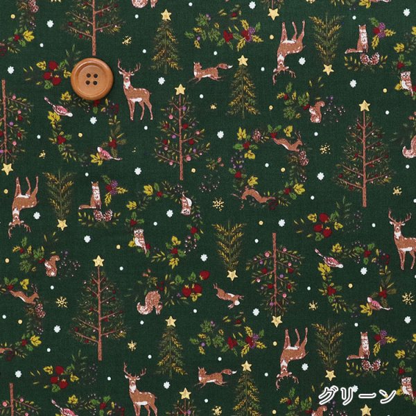 Photo2: 【1米 價格】🟤日本製｜💢 非 現貨｜🇯🇵 日本製｜100% 棉 ~ 薄｜聖誕森林 鹿 動物｜2025年 8月 (2)