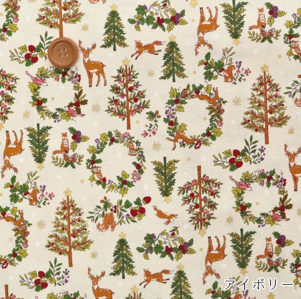 Photo5: 【1米 價格】🟤日本製｜💢 非 現貨｜🇯🇵 日本製｜100% 棉 ~ 薄｜聖誕森林 鹿 動物｜2025年 8月 (5)