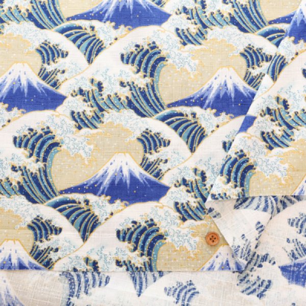 Photo6: 【1米 價格】🟡日本製｜💢 非 現貨｜🇯🇵 日本製｜100% 棉 ~ 多臂印花｜富士山與波浪 日式 和風｜2025年 9月 (6)