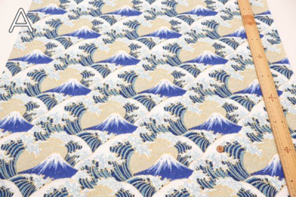 Photo2: 【1米 價格】🟡日本製｜💢 非 現貨｜🇯🇵 日本製｜100% 棉 ~ 多臂印花｜富士山與波浪 日式 和風｜2025年 9月 (2)