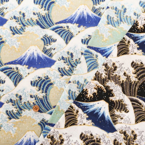 Photo1: 【1米 價格】🟡日本製｜💢 非 現貨｜🇯🇵 日本製｜100% 棉 ~ 多臂印花｜富士山與波浪 日式 和風｜2025年 9月 (1)