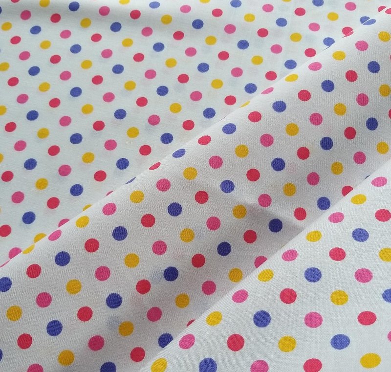 Photo2: ➖ 減價｜‼️ 不享 滿 $250 包郵 ‼️不享 滿 $600 減 $30｜💢 米底藍、米底粉 各有 0.5y 現貨｜🇹🇼 台灣布｜薄棉｜彩色點點 (2)