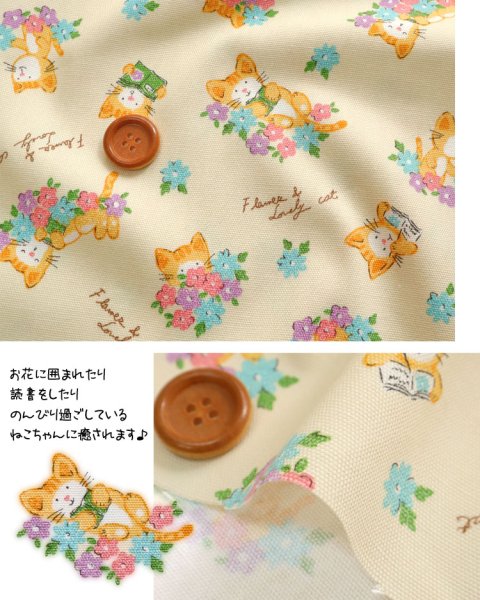 Photo7: 【1米 價格】🟤日本製｜💢 非 現貨｜🇯🇵 日本製｜100% 棉 ~ 牛津布｜花與貓｜2025年 10月 (7)