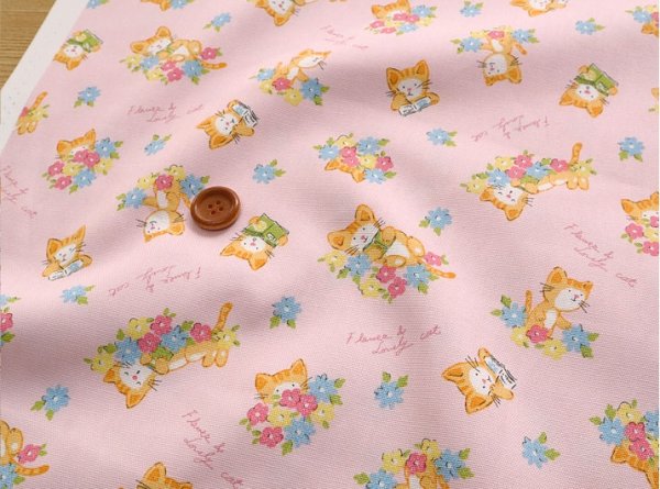 Photo3: 【1米 價格】🟤日本製｜💢 非 現貨｜🇯🇵 日本製｜100% 棉 ~ 牛津布｜花與貓｜2025年 10月 (3)